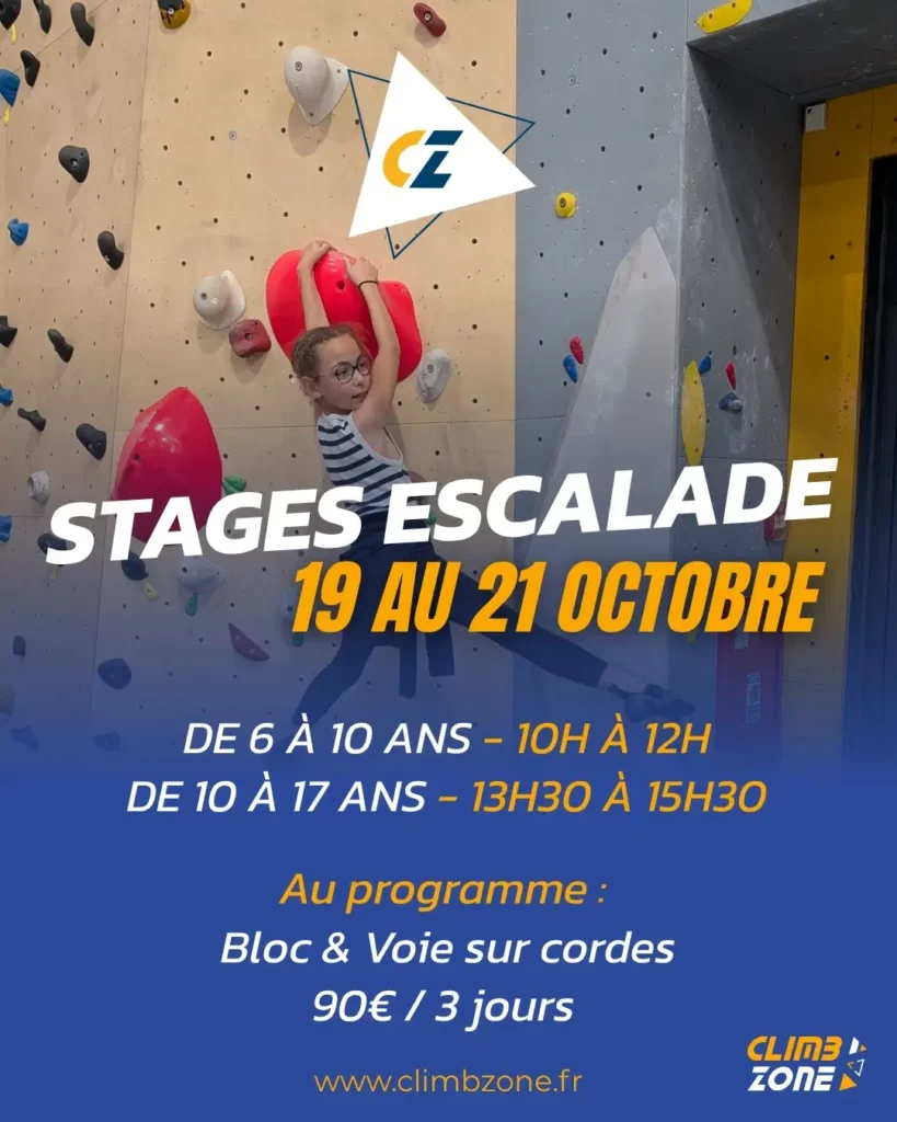 Stages escalade ClimbZone octobre 2026